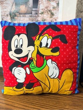Mickey & Pluto Cartoon Throw Pillow - Red, Yellow, Black